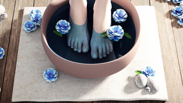 Préparation du bain de pieds
